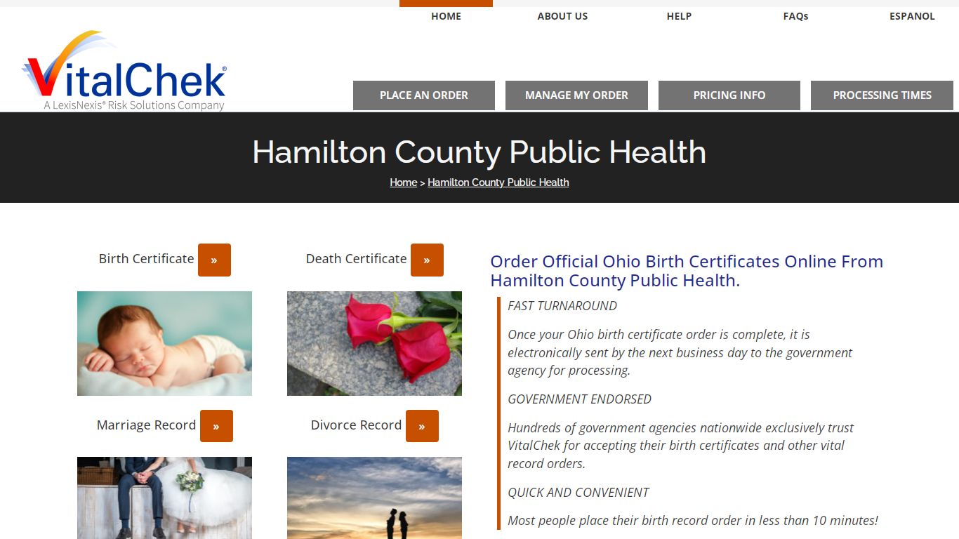 Hamilton County (OH) Birth Certificates | Order Records - VitalChek