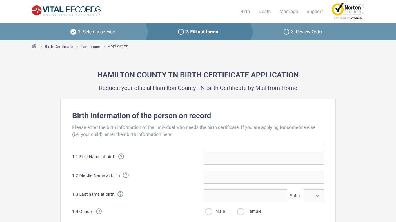 Hamilton County TN Birth Certificate Application